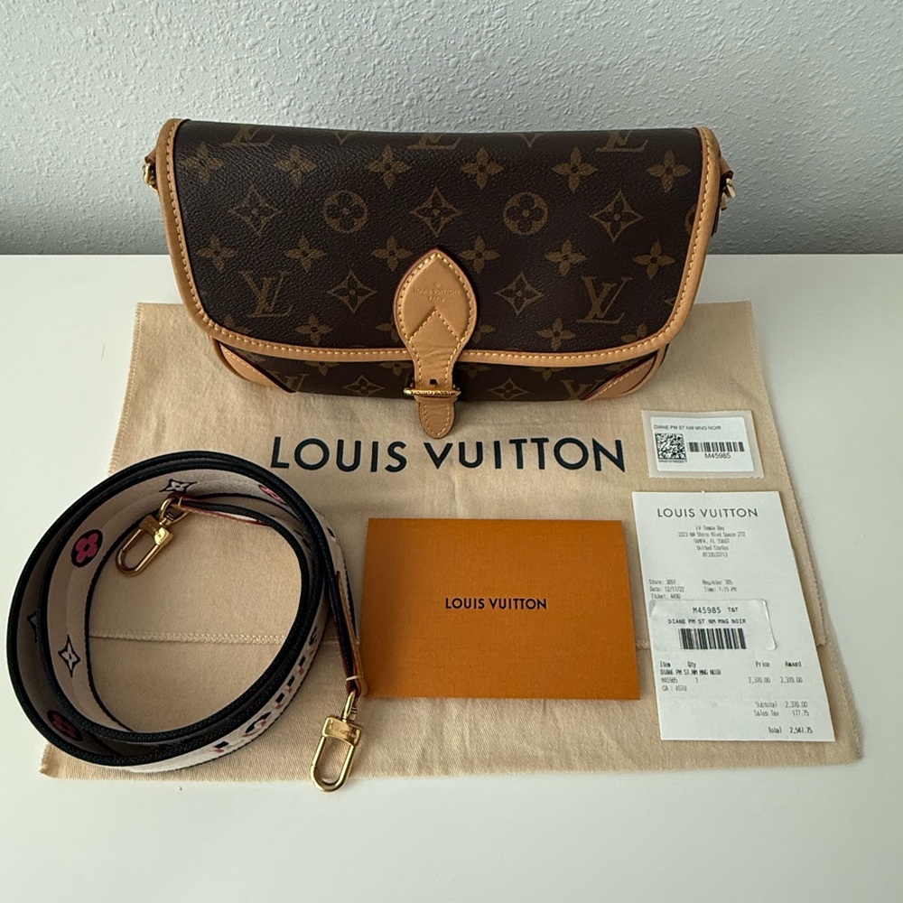 Louis Vuitton Diane satchel in Monogram canvas.